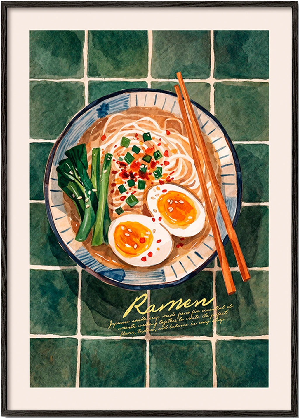 Kökskonst Ramen akvarell