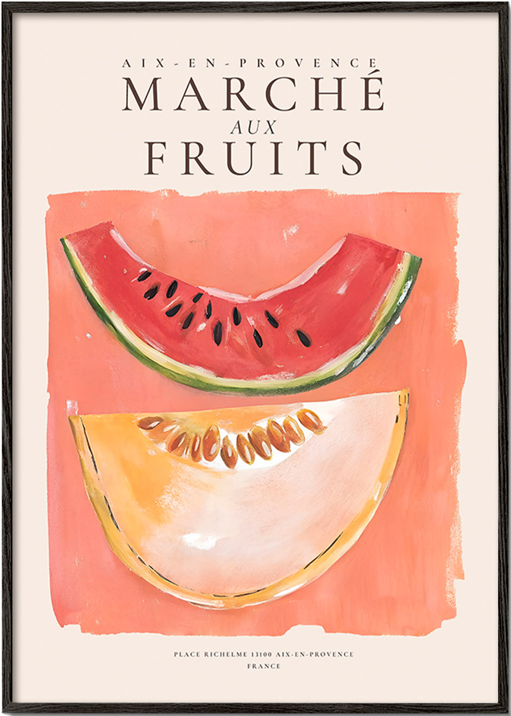 Kökskonst Marché aux Fruits med melon och vattenmelon