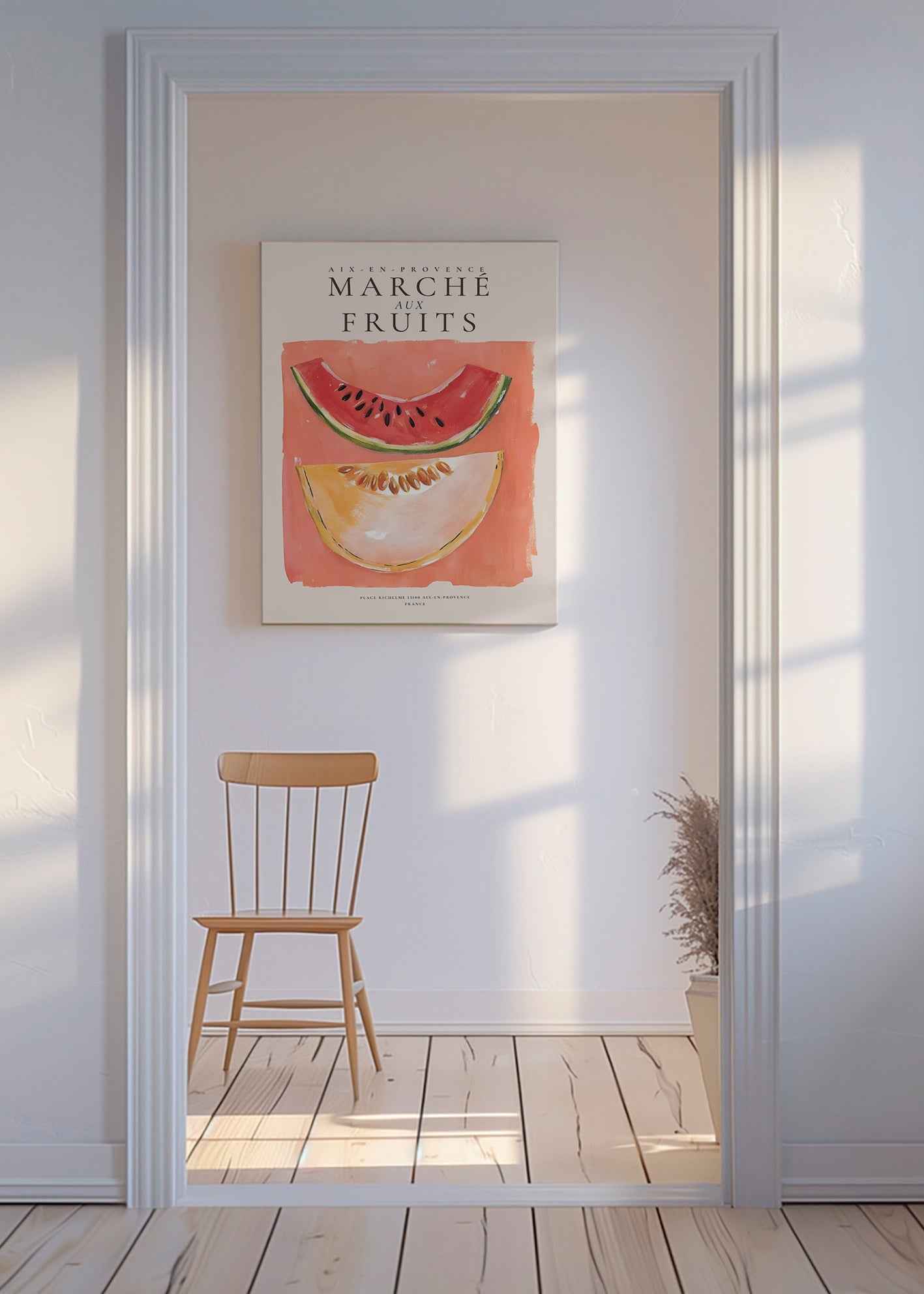 Kökskonst Marché aux Fruits med melon och vattenmelon