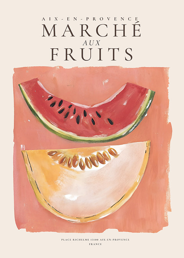 Kökskonst Marché aux Fruits med melon och vattenmelon