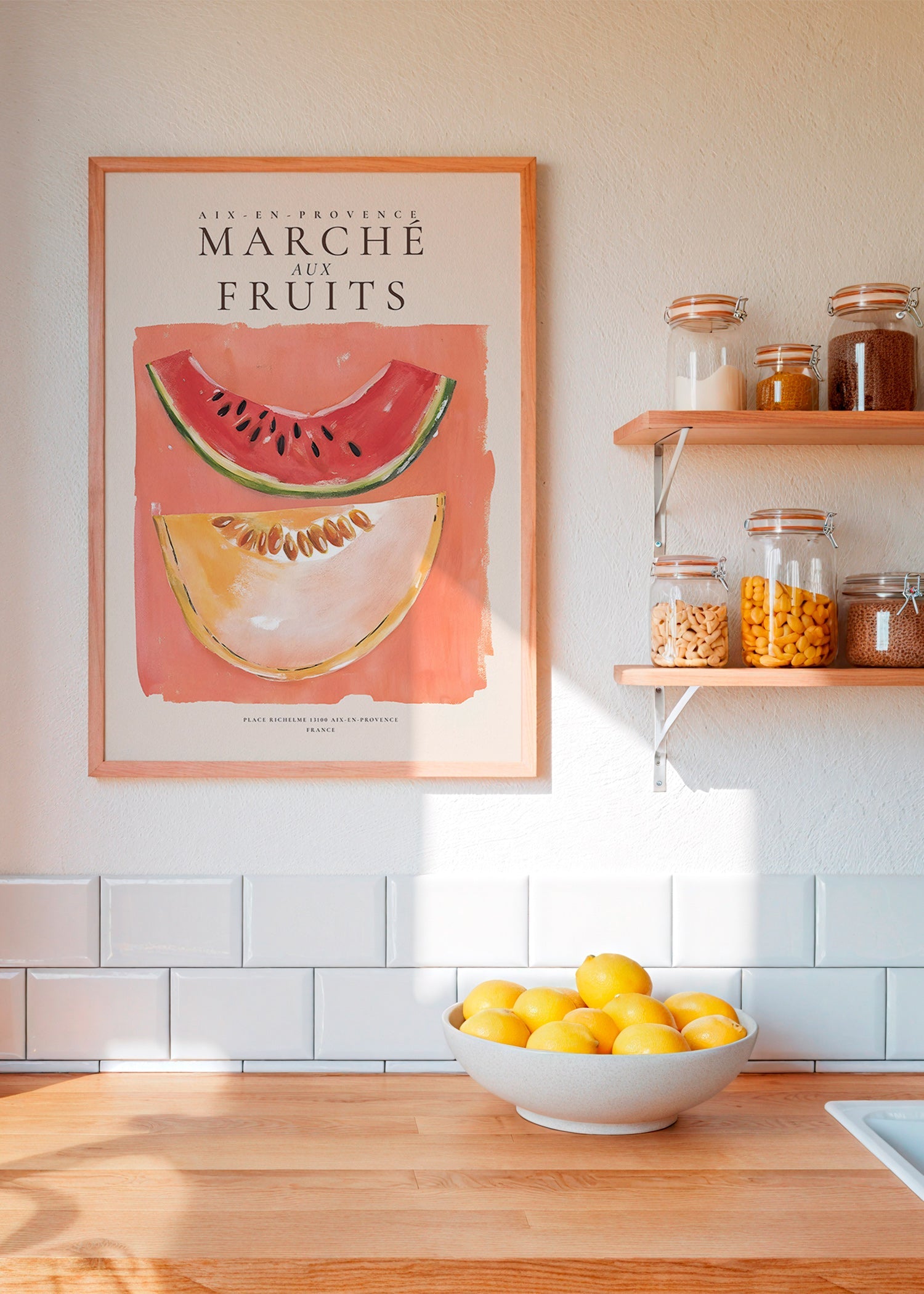 Kökskonst Marché aux Fruits med melon och vattenmelon