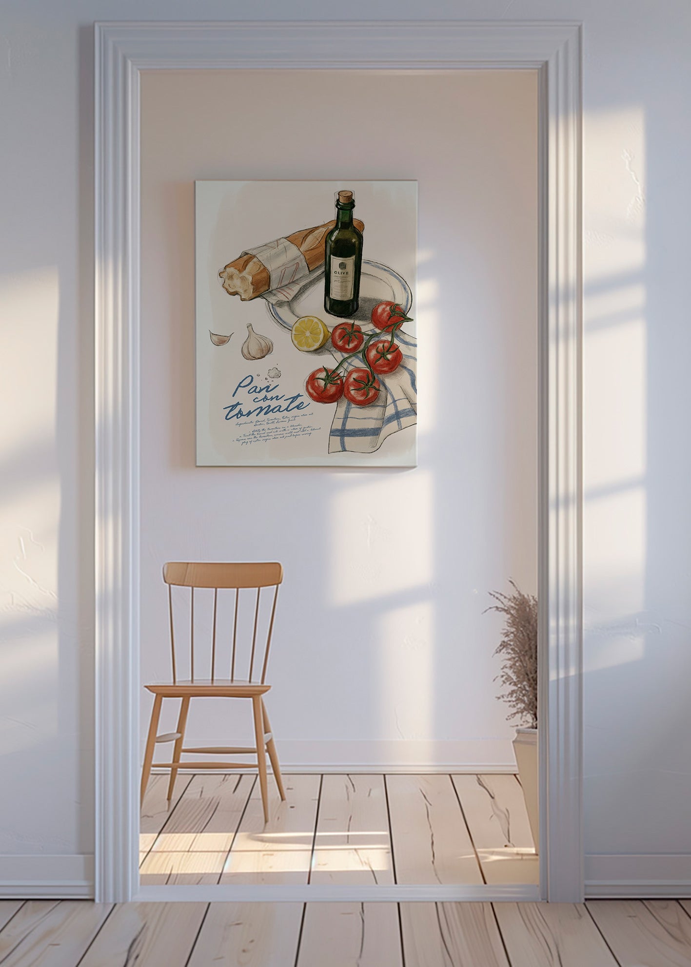 Kökskonst Bröd med tomat illustration