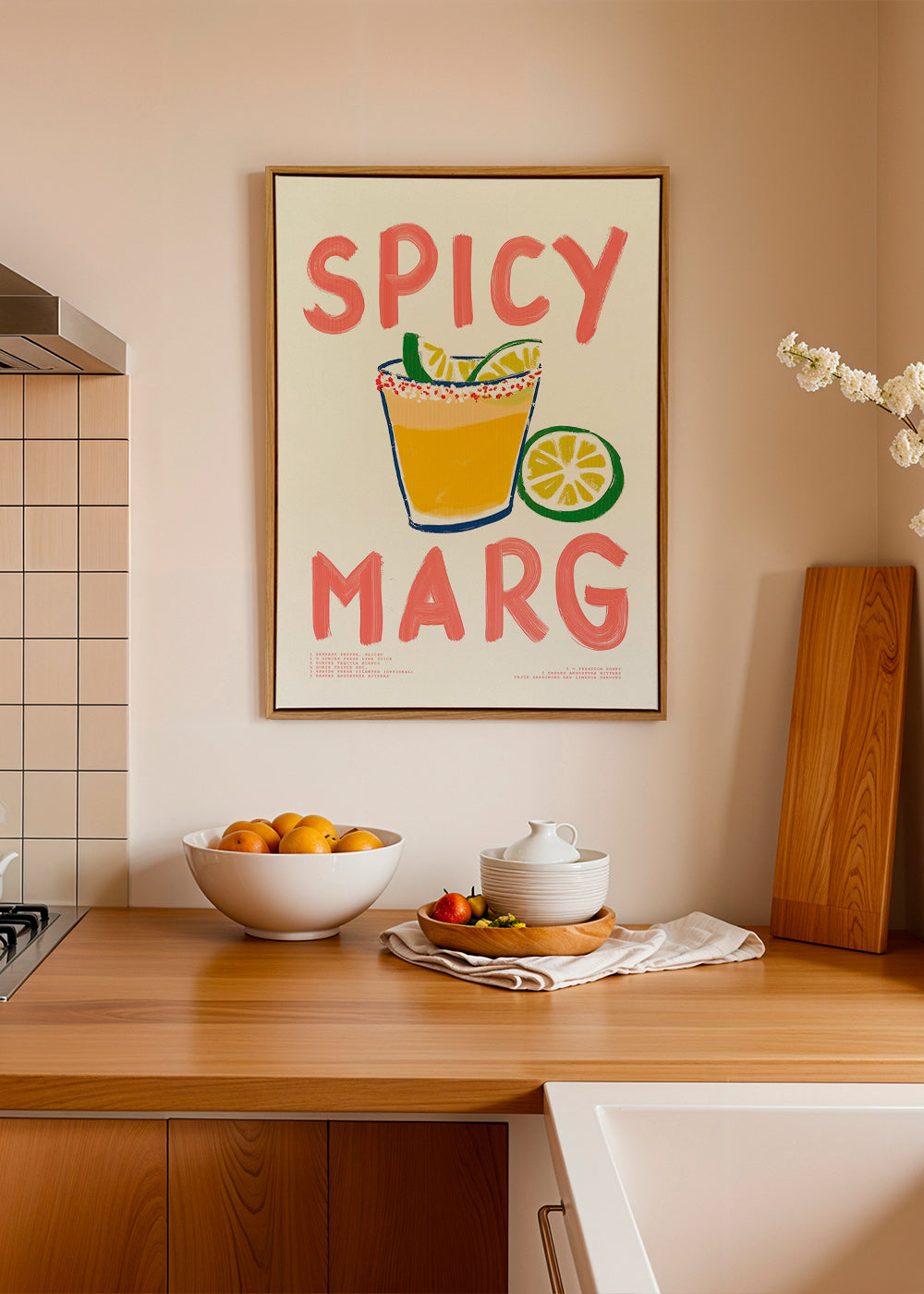 Kökskonst med illustrerad margarita
