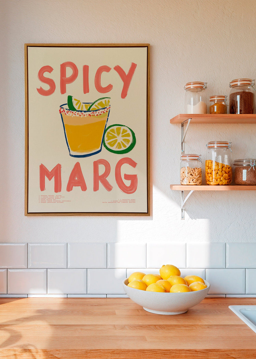 Kökskonst med illustrerad margarita