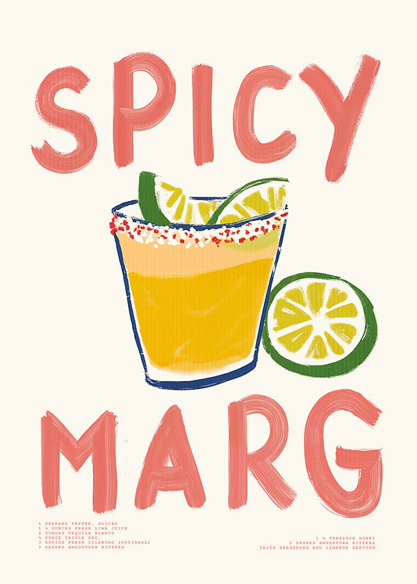 Kökskonst med illustrerad margarita