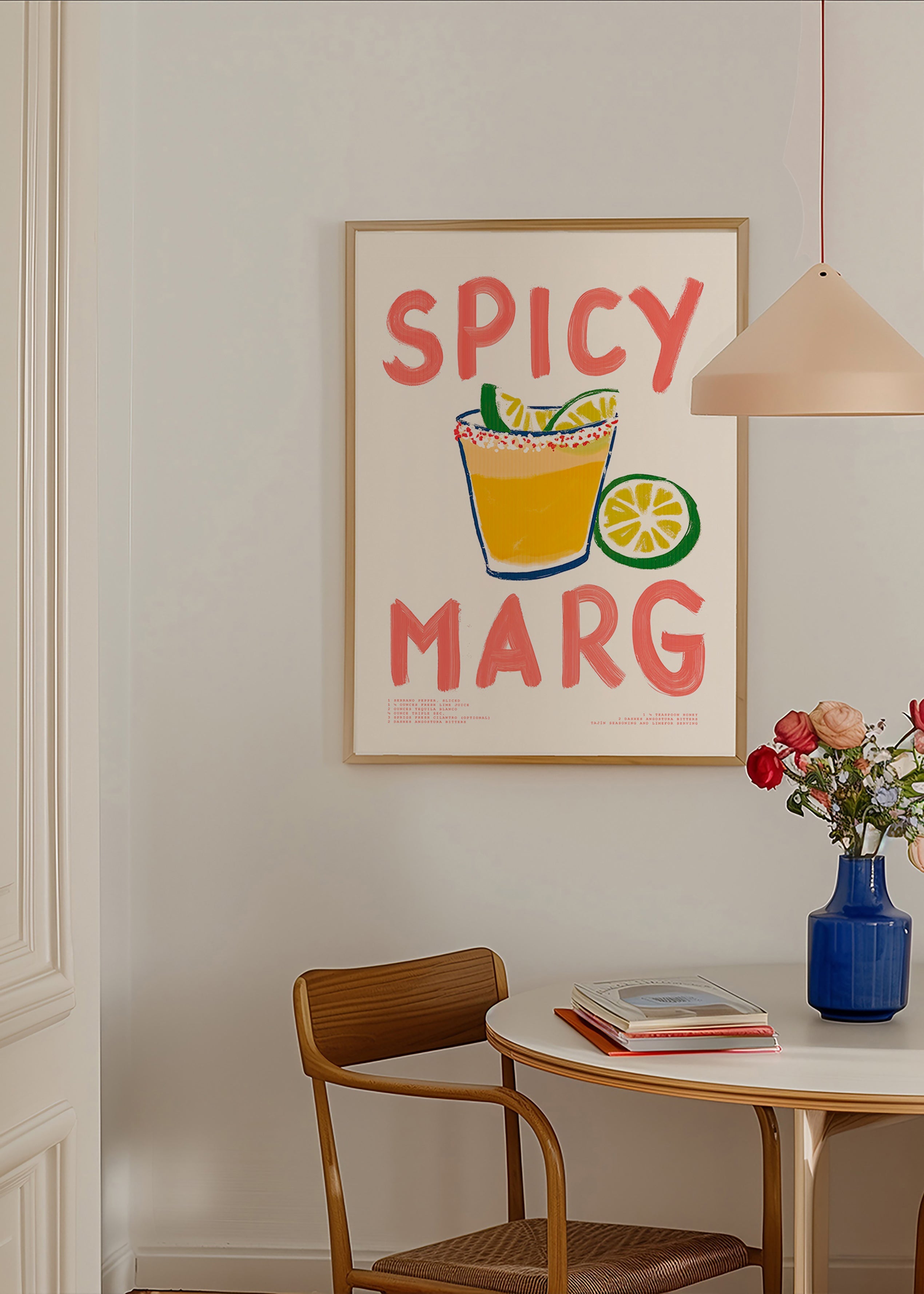 Kökskonst med illustrerad margarita