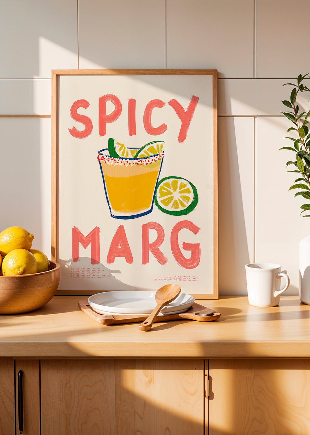 Kökskonst med illustrerad margarita