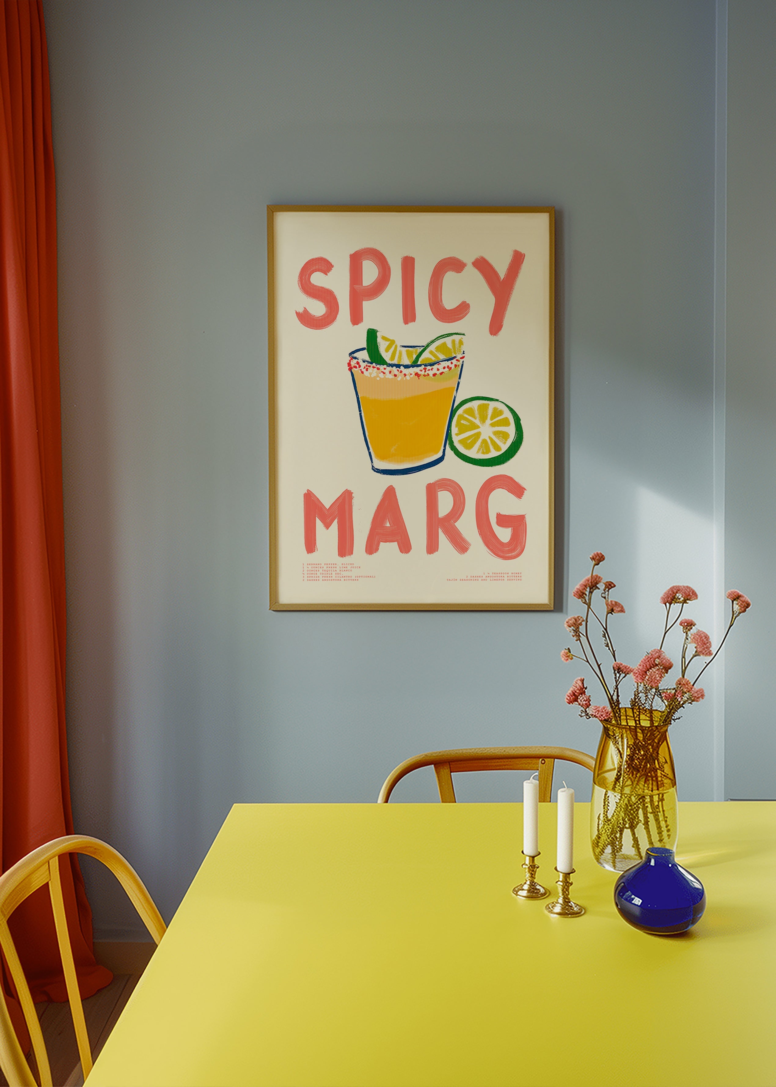 Kökskonst med illustrerad margarita