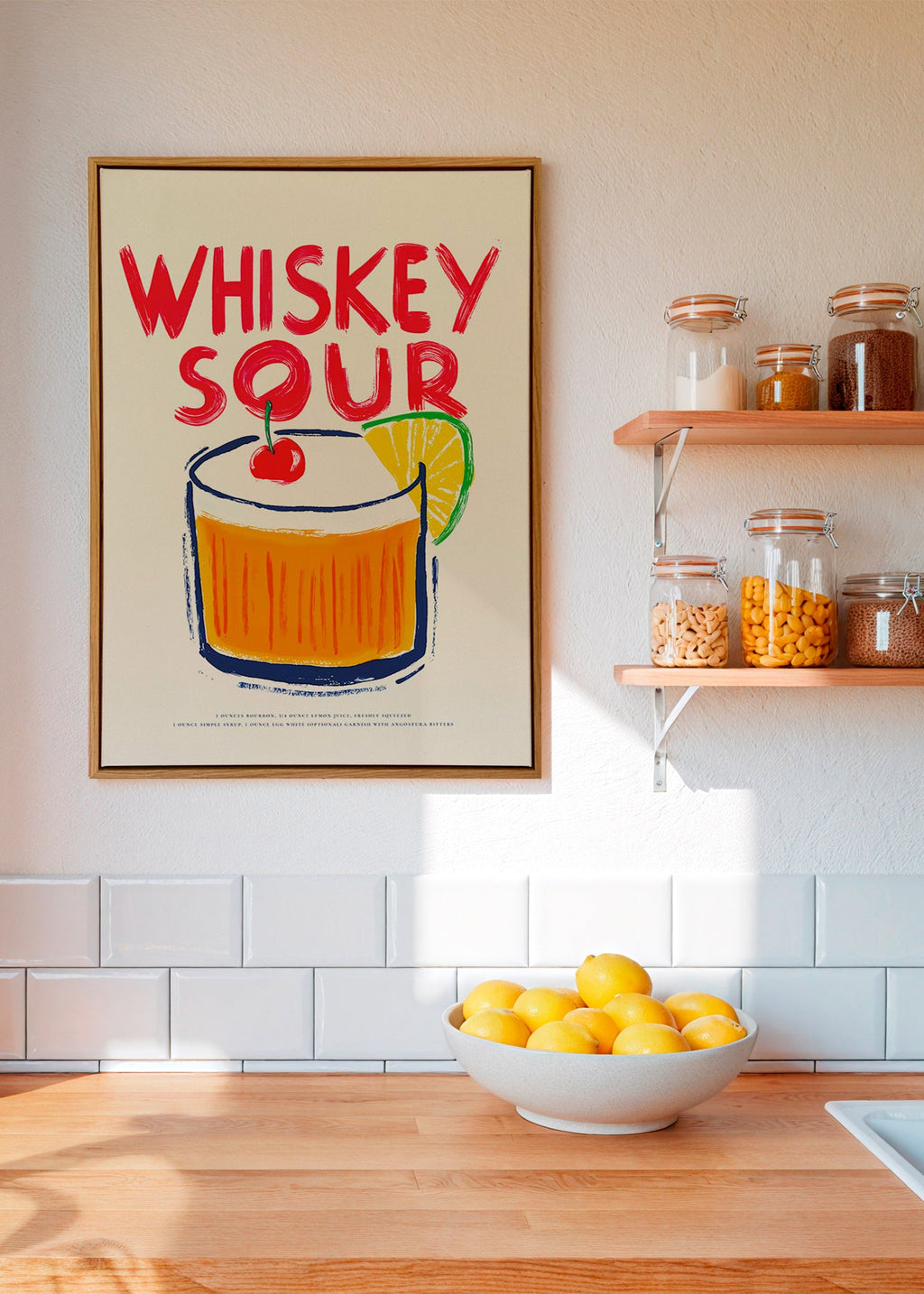 Kökskonst Whiskey Sour cocktail-illustration