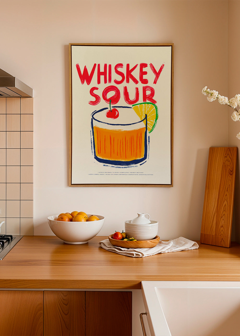 Kökskonst Whiskey Sour cocktail-illustration