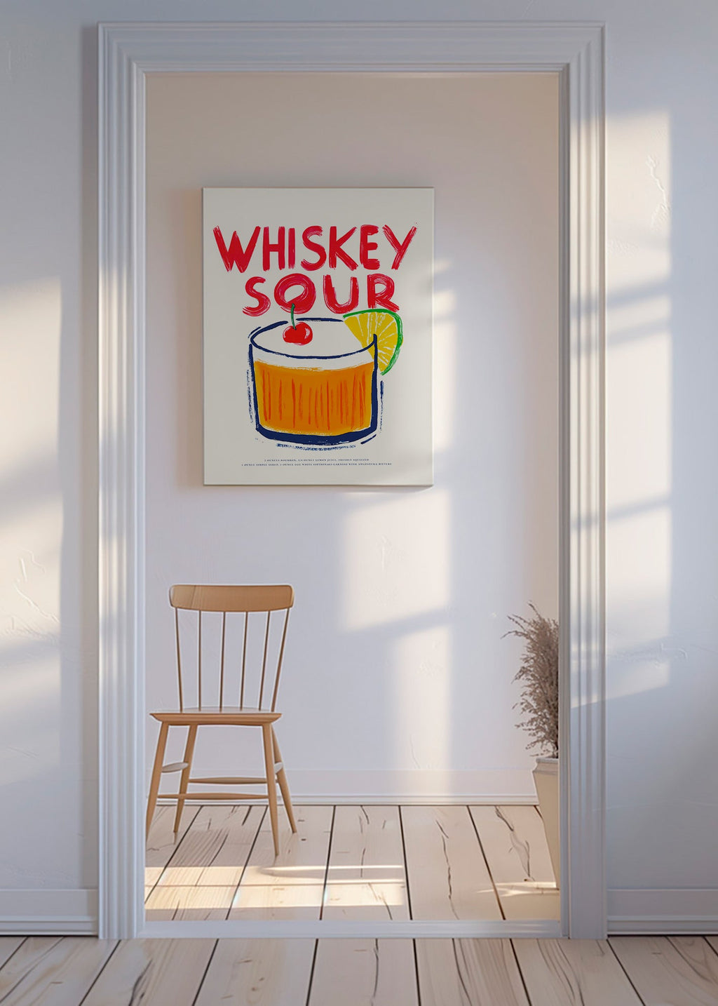 Kökskonst Whiskey Sour cocktail-illustration