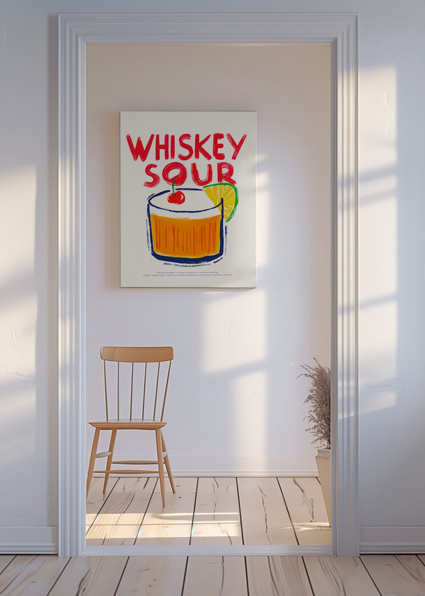 Kökskonst Whiskey Sour cocktail-illustration