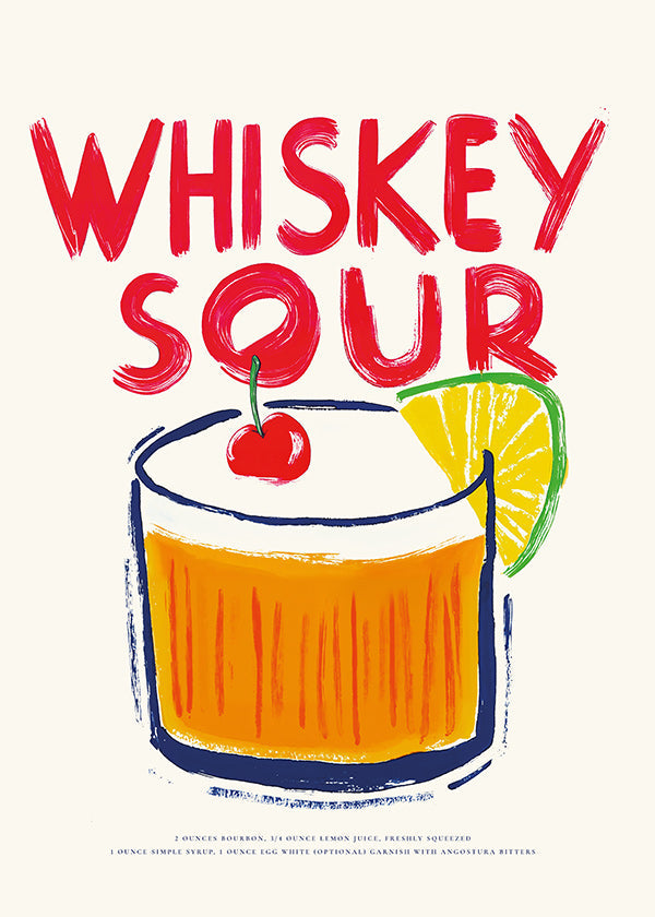 Kökskonst Whiskey Sour cocktail-illustration
