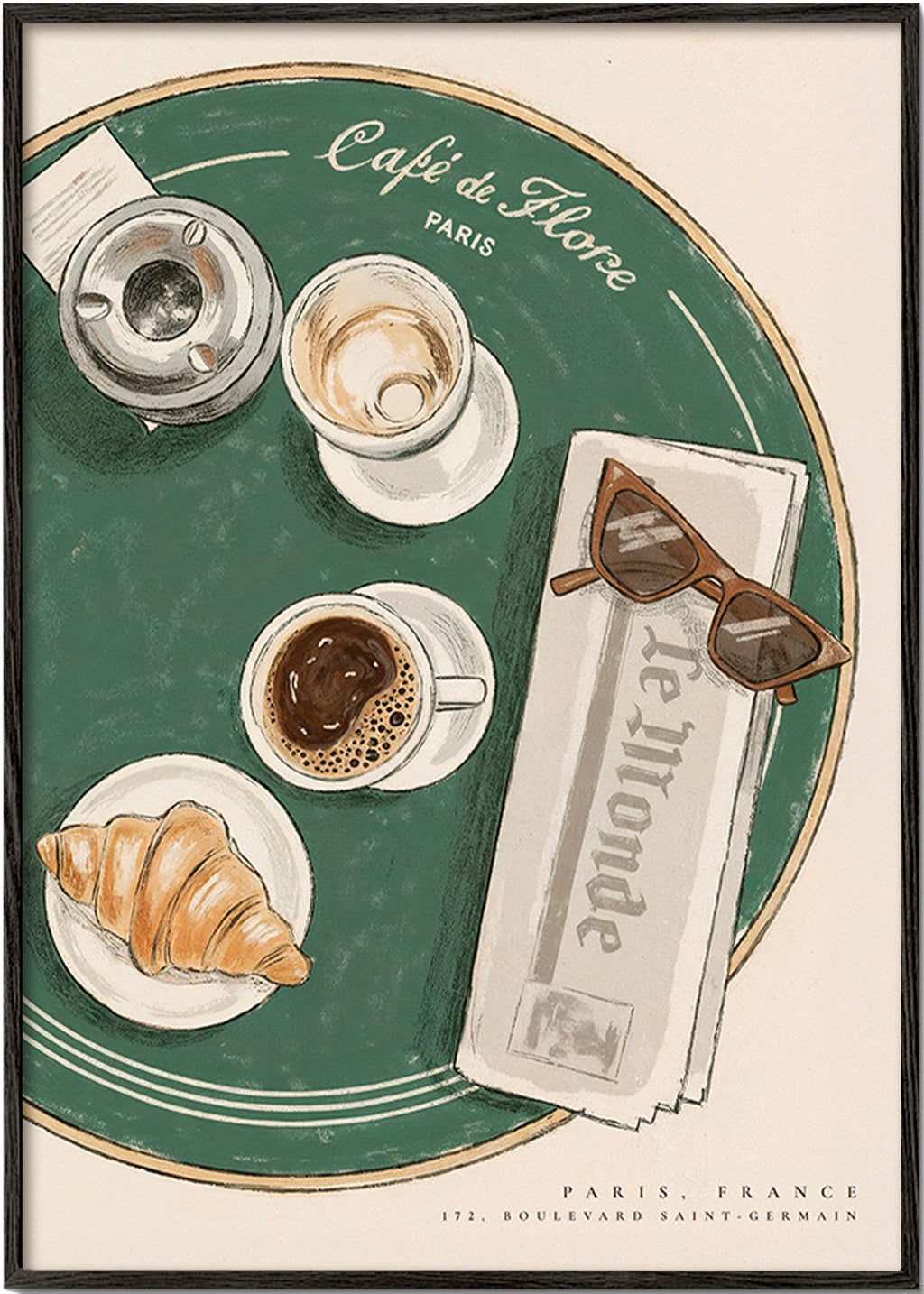 Kökskonst Café de Flore illustrerad croissant