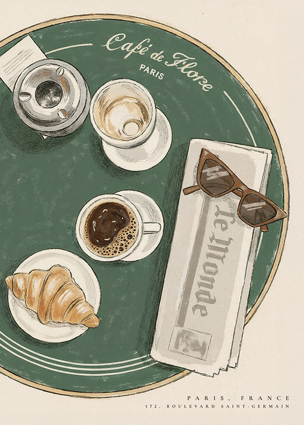 Kökskonst Café de Flore illustrerad croissant