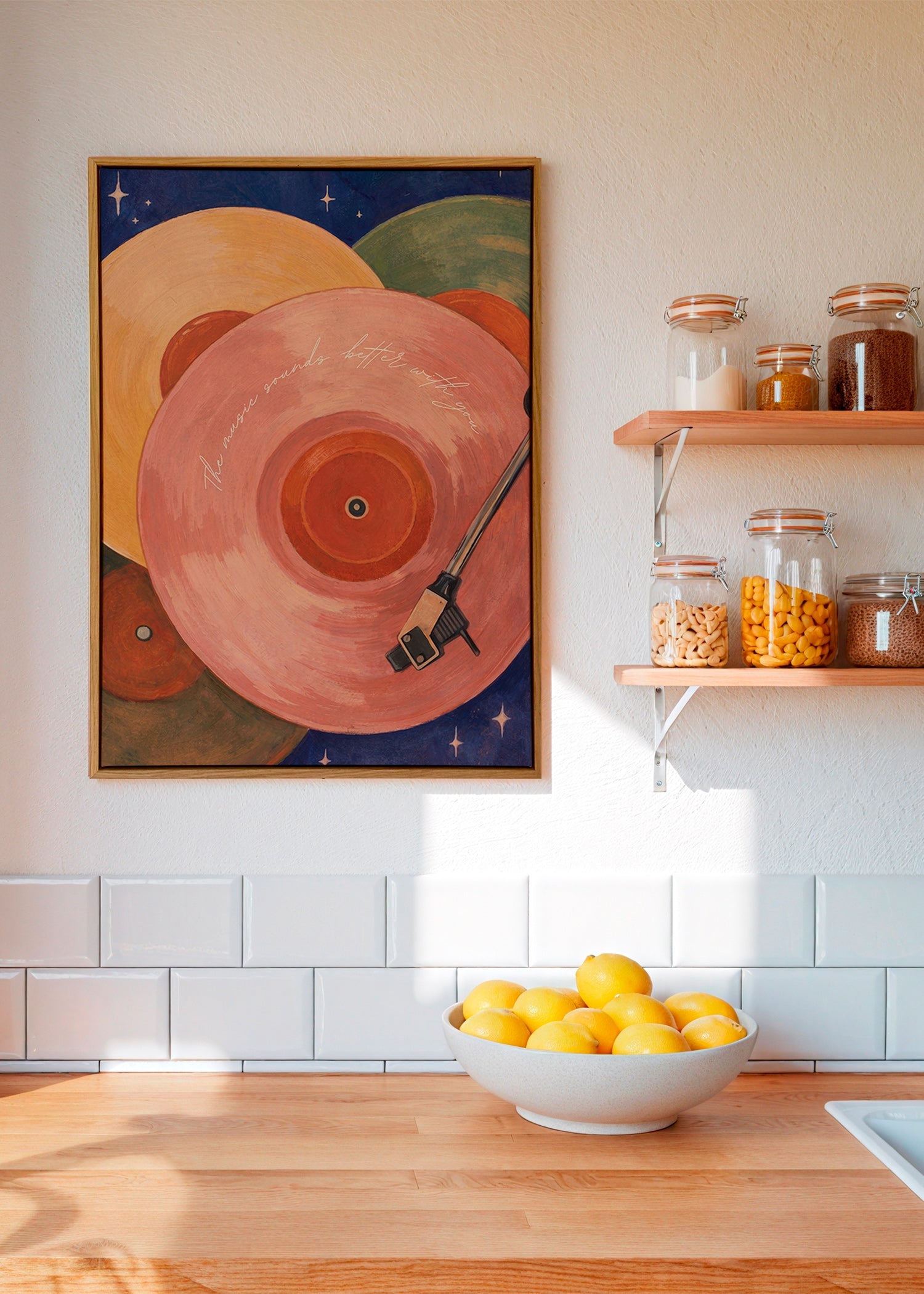 Rosa vinylillustration med skivtallarms