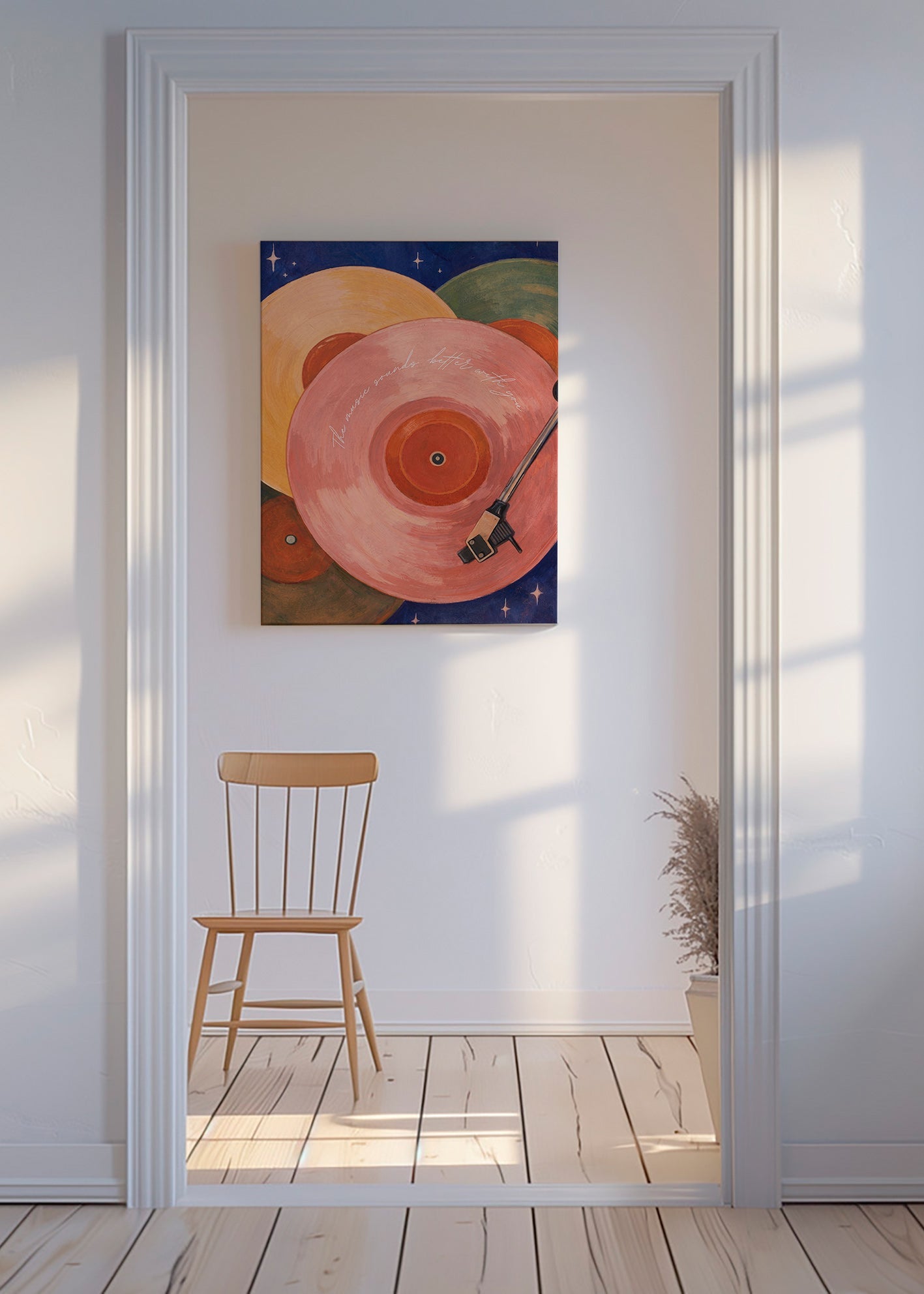 Rosa vinylillustration med skivtallarms