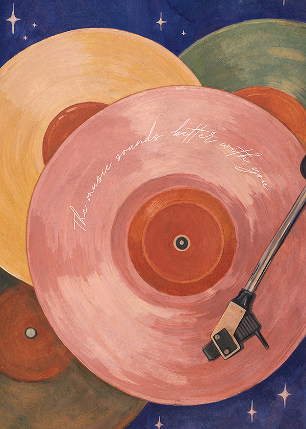 Rosa vinylillustration med skivtallarms
