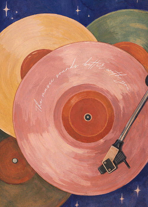 Rosa vinylillustration med skivtallarms