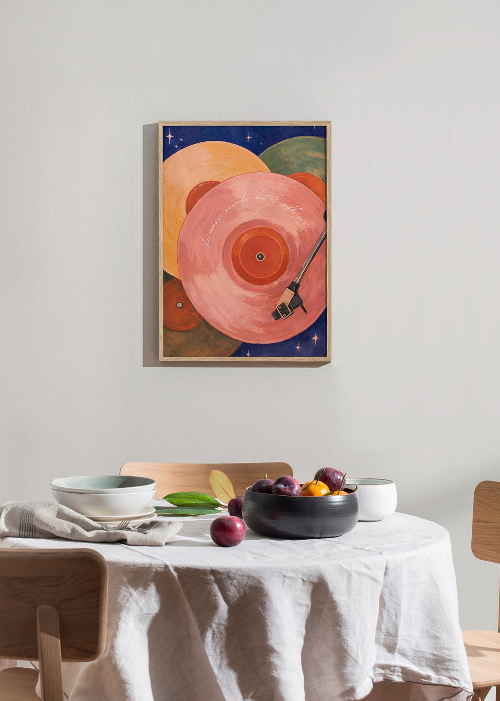 Rosa vinylillustration med skivtallarms