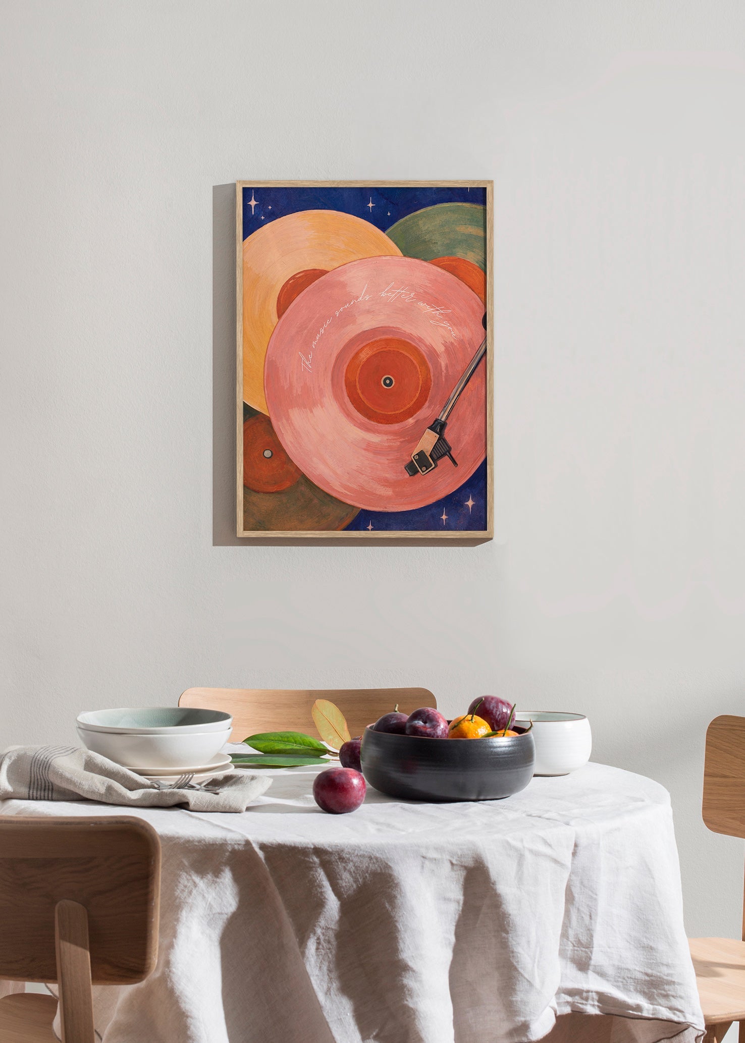 Rosa vinylillustration med skivtallarms