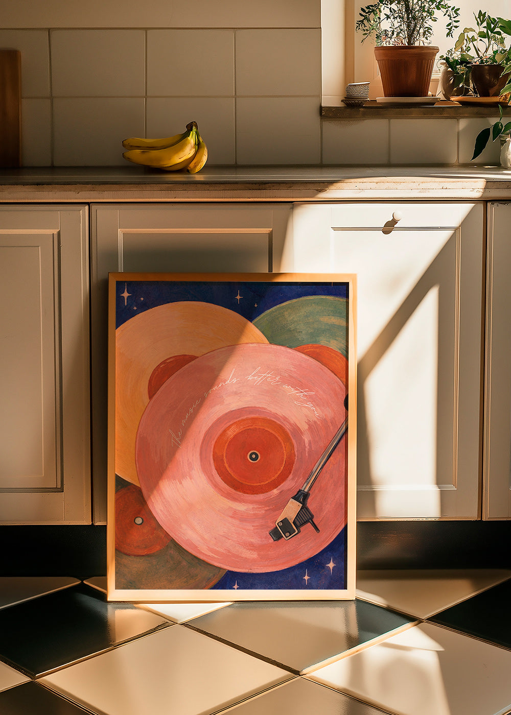 Rosa vinylillustration med skivtallarms