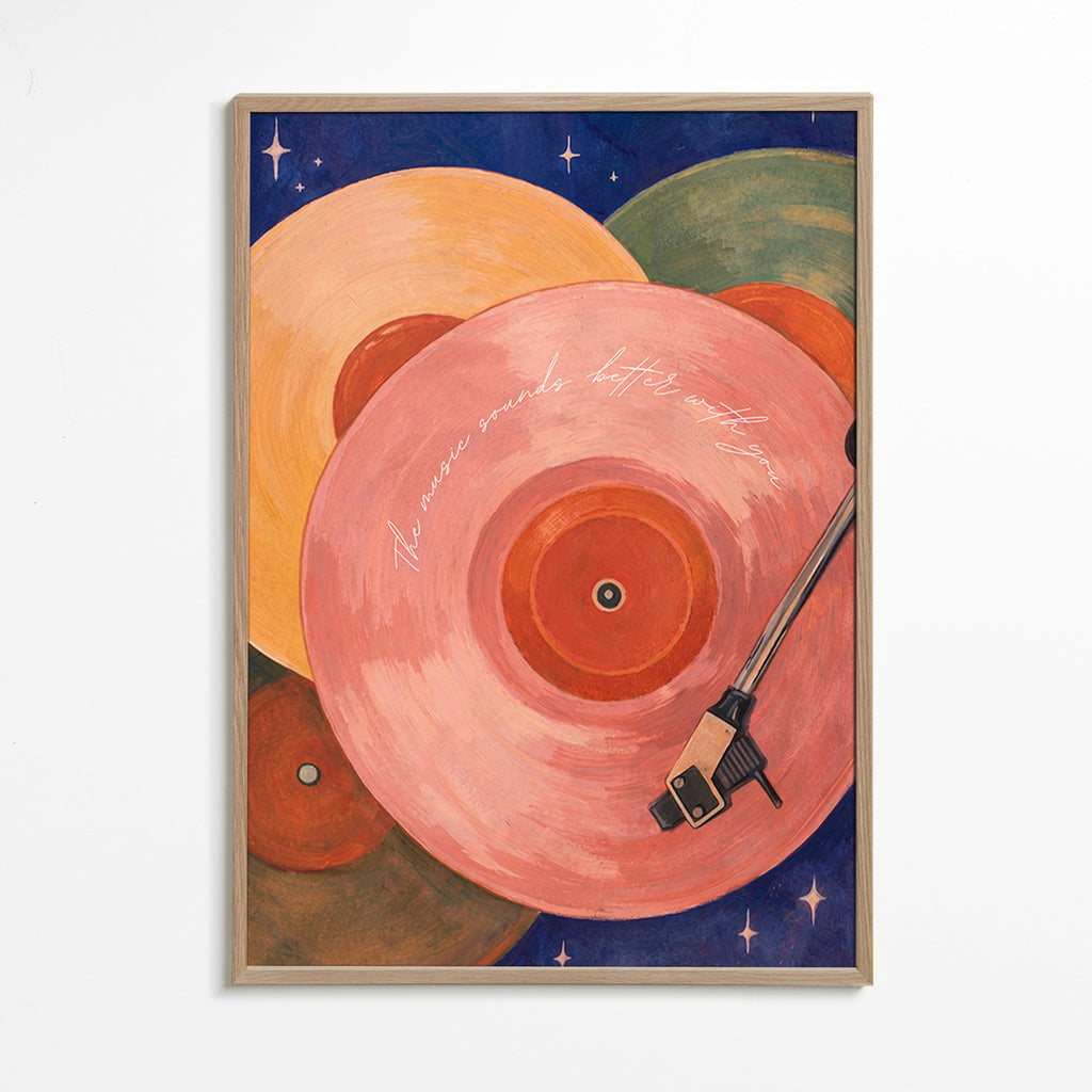 Rosa vinylillustration med skivtallarms