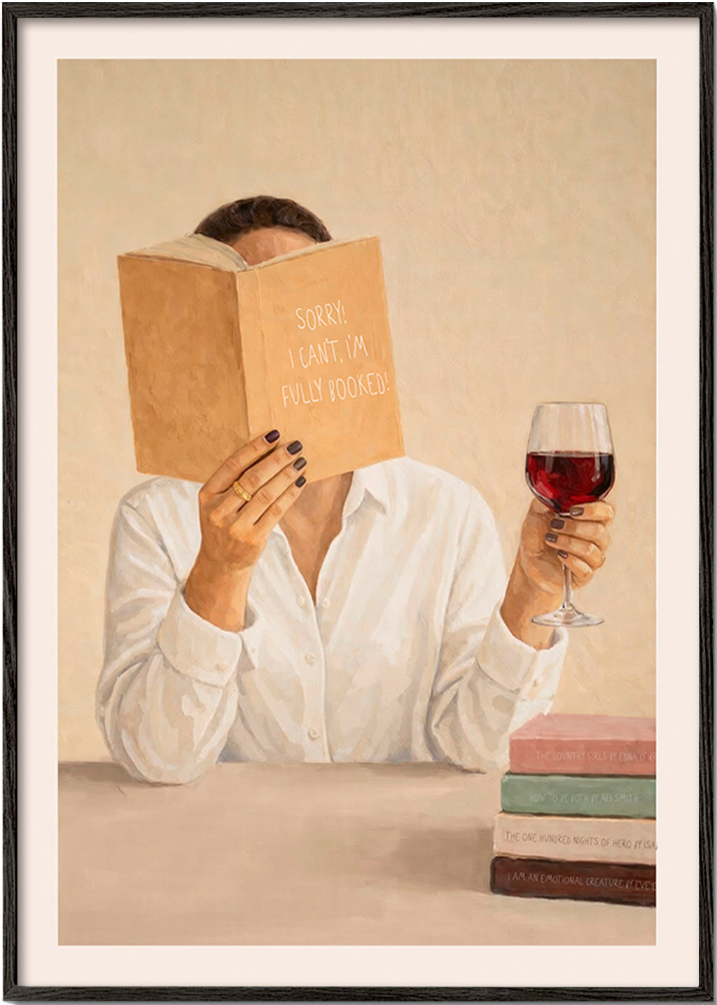 Kökskonst: kvinna läser med ett glas vin