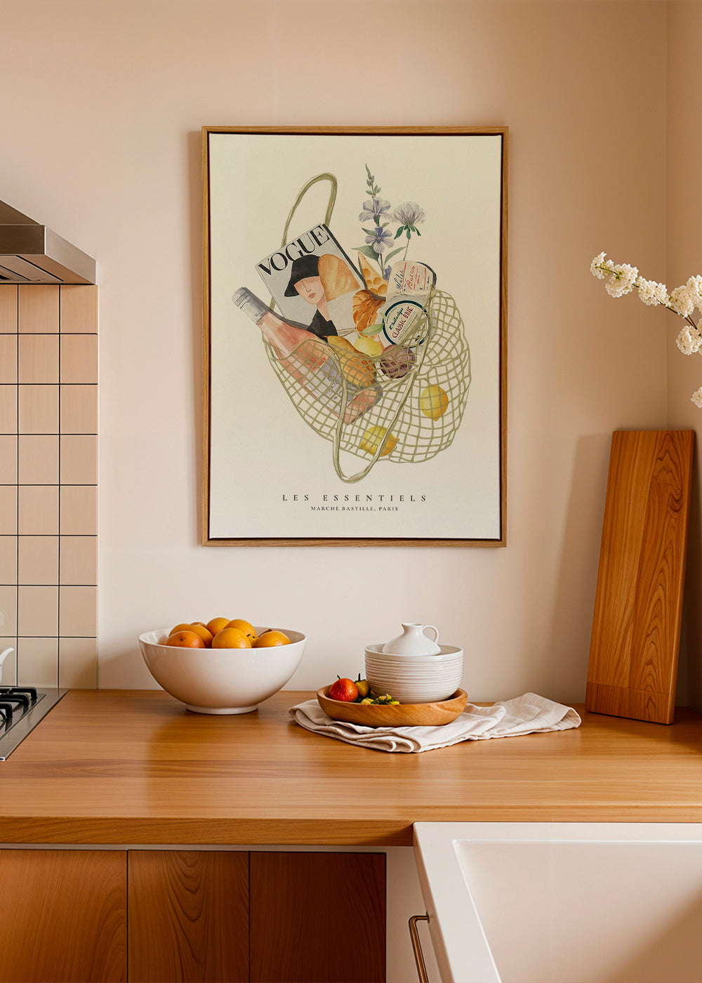 Kökskonst med illustrerad marknadspåse
