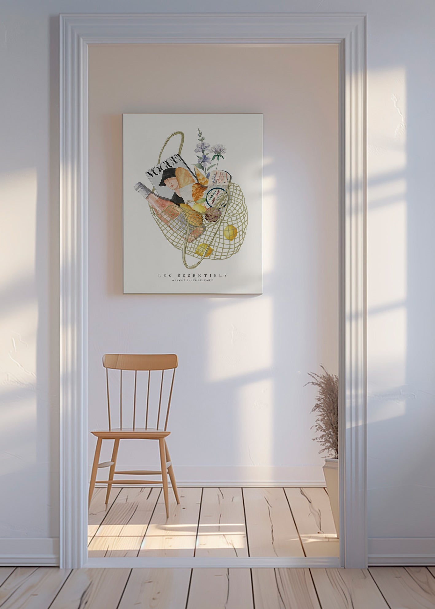 Kökskonst med illustrerad marknadspåse