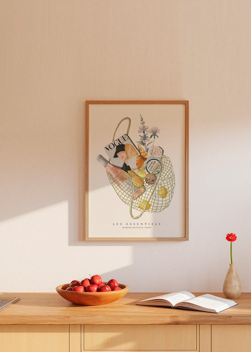 Kökskonst med illustrerad marknadspåse