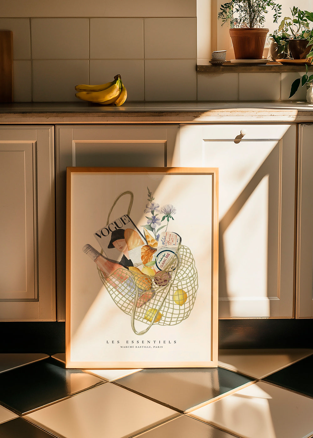 Kökskonst med illustrerad marknadspåse