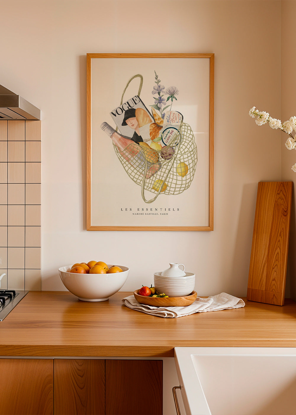 Kökskonst med illustrerad marknadspåse
