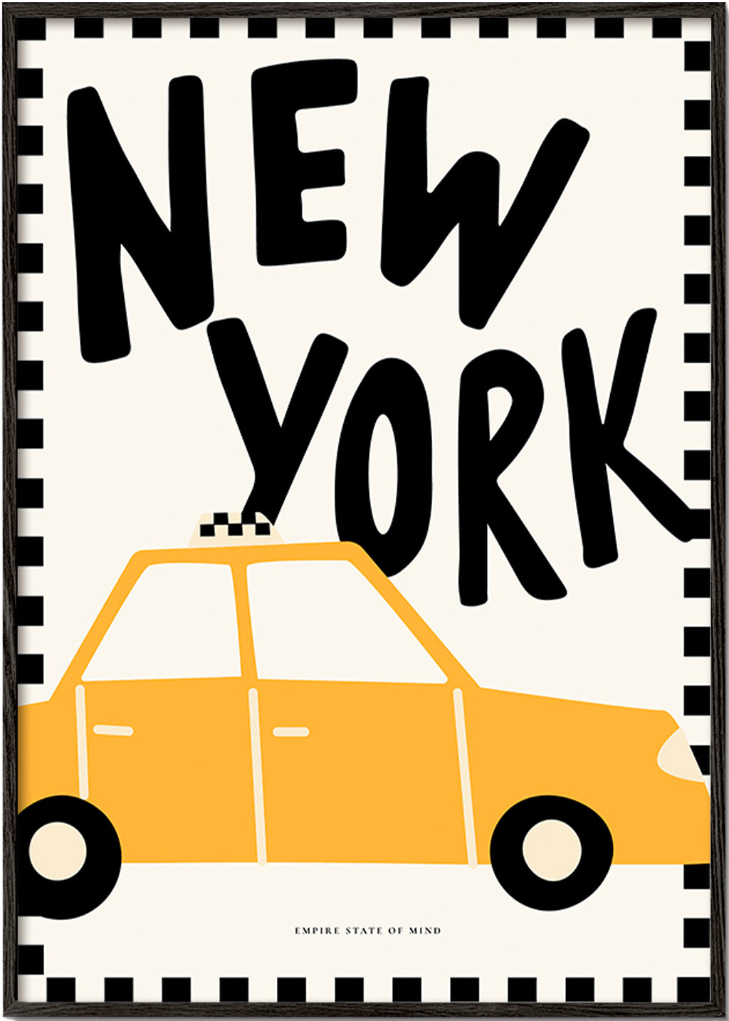 Stadsaffisch New York taxi med kraftig typografi