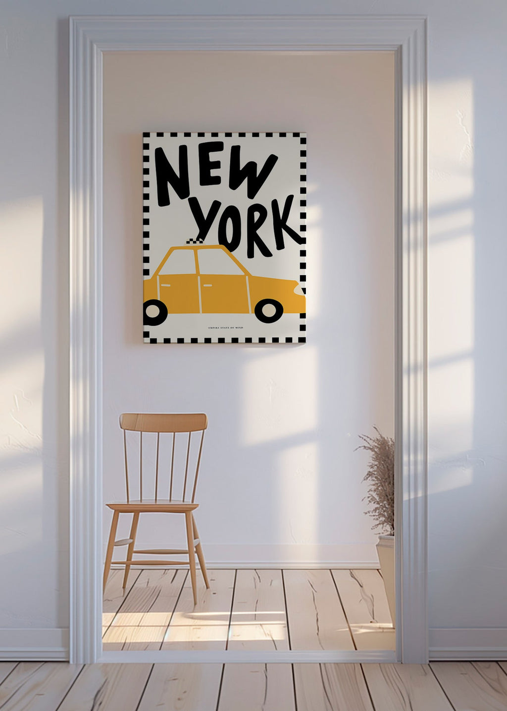 Stadsaffisch New York taxi med kraftig typografi