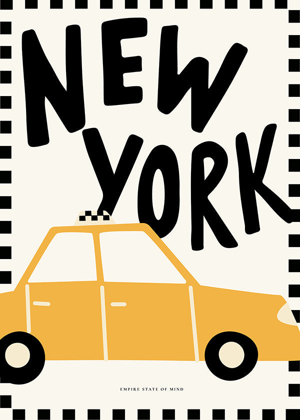 Stadsaffisch New York taxi med kraftig typografi
