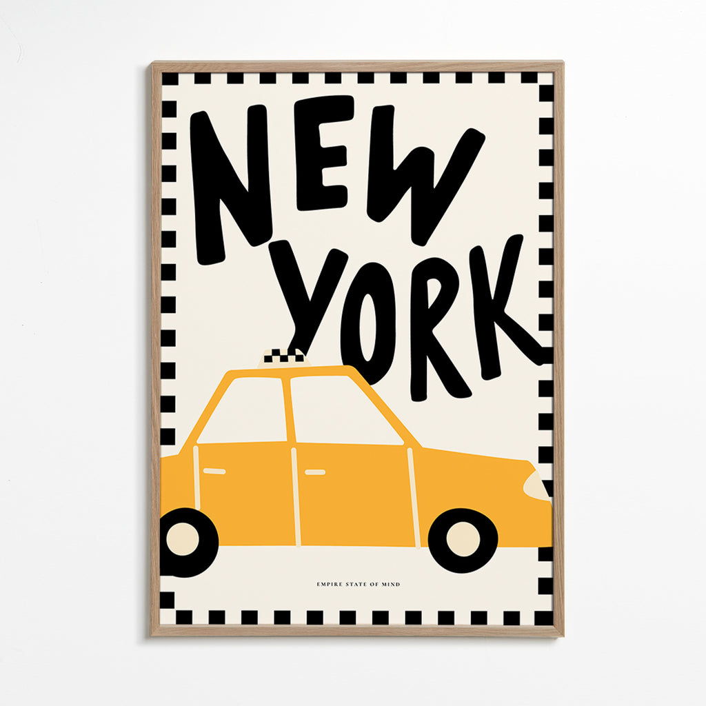 Stadsaffisch New York taxi med kraftig typografi