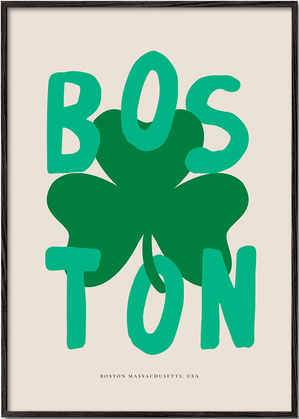 Reseaffisch Boston med klövergrafik