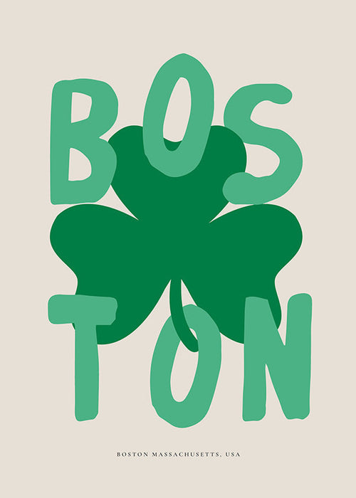 Reseaffisch Boston med klövergrafik