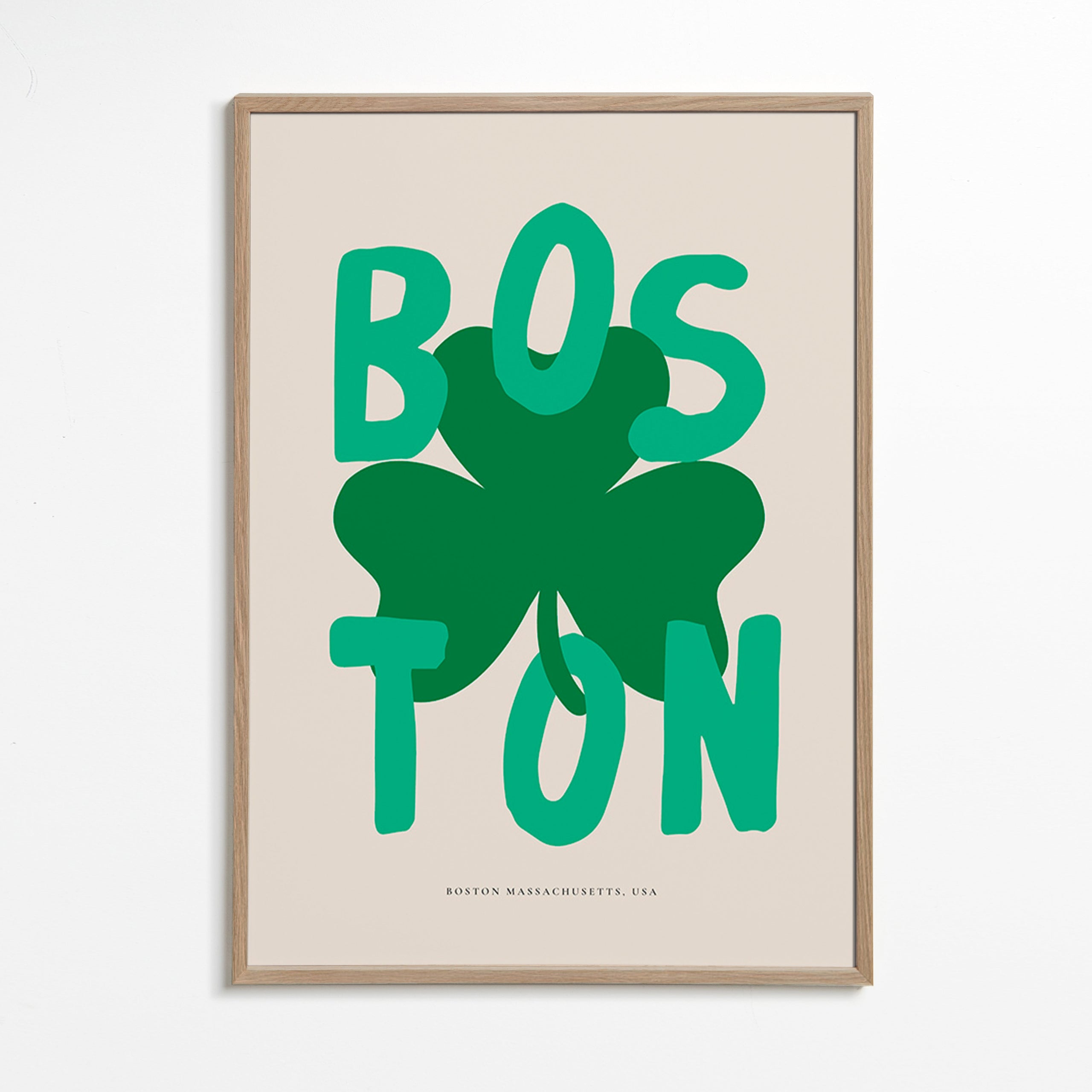 Reseaffisch Boston med klövergrafik
