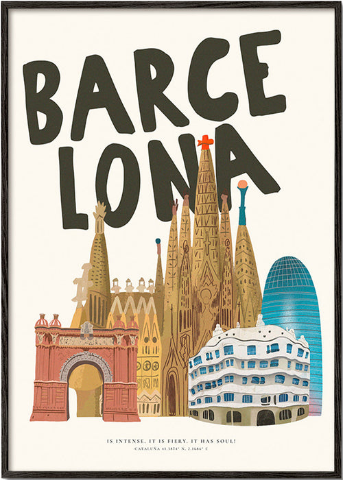 Stadskonst Barcelona illustrerad skyline