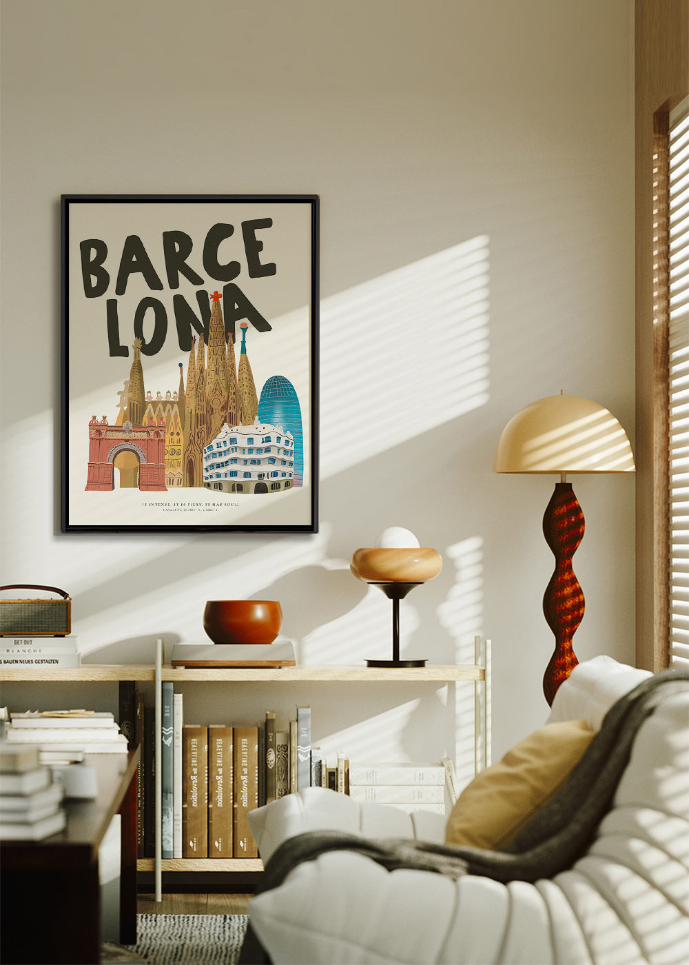 Stadskonst Barcelona illustrerad skyline