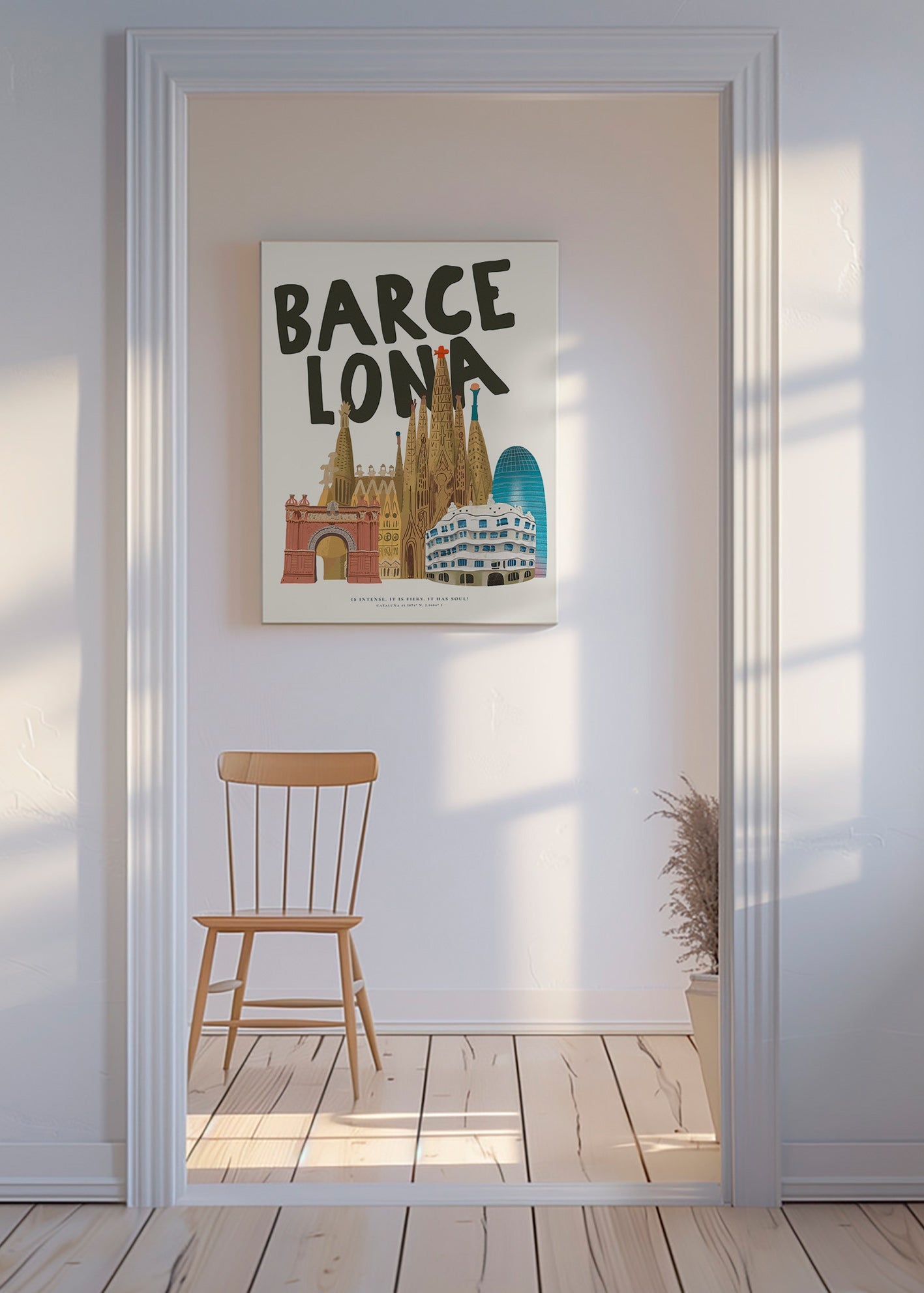 Stadskonst Barcelona illustrerad skyline