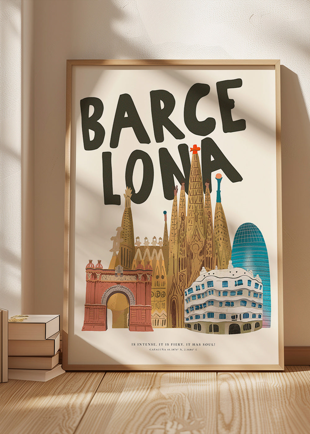 Stadskonst Barcelona illustrerad skyline