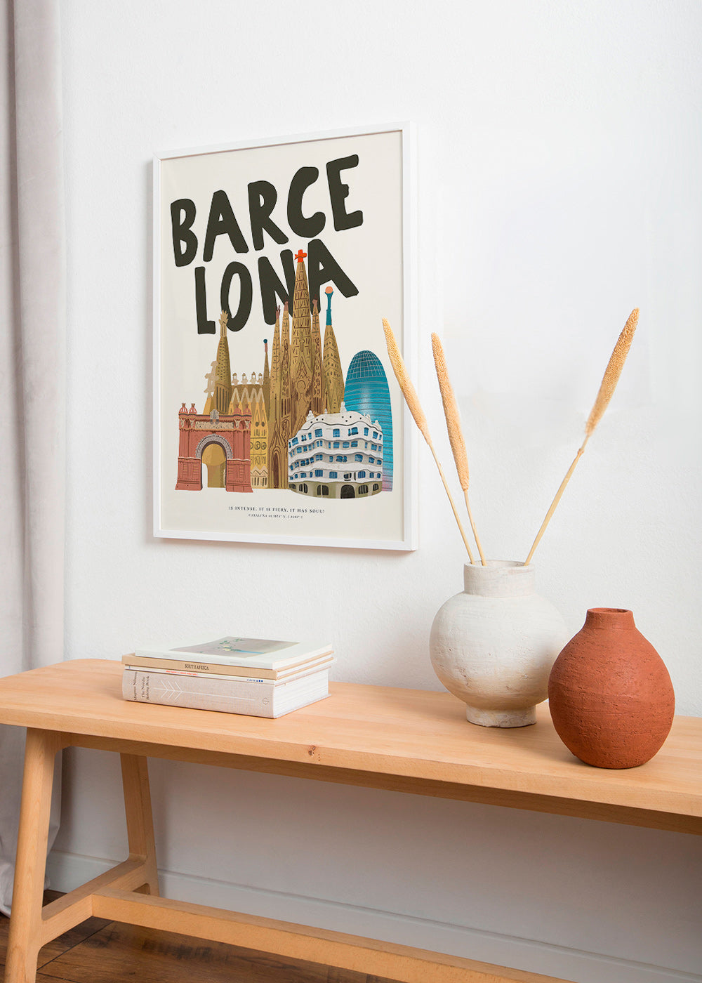 Stadskonst Barcelona illustrerad skyline