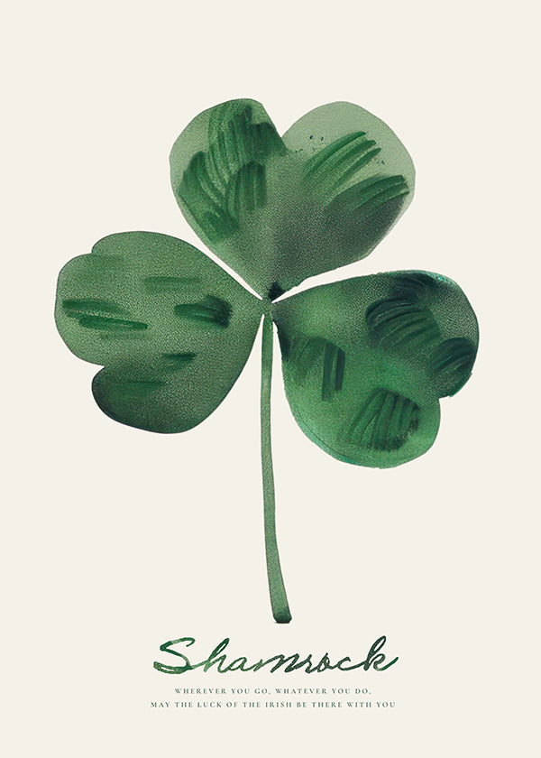 Botanisk poster Shamrock klöver akvarell