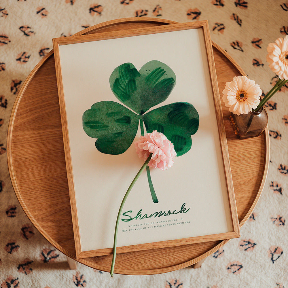 Botanisk poster Shamrock klöver akvarell
