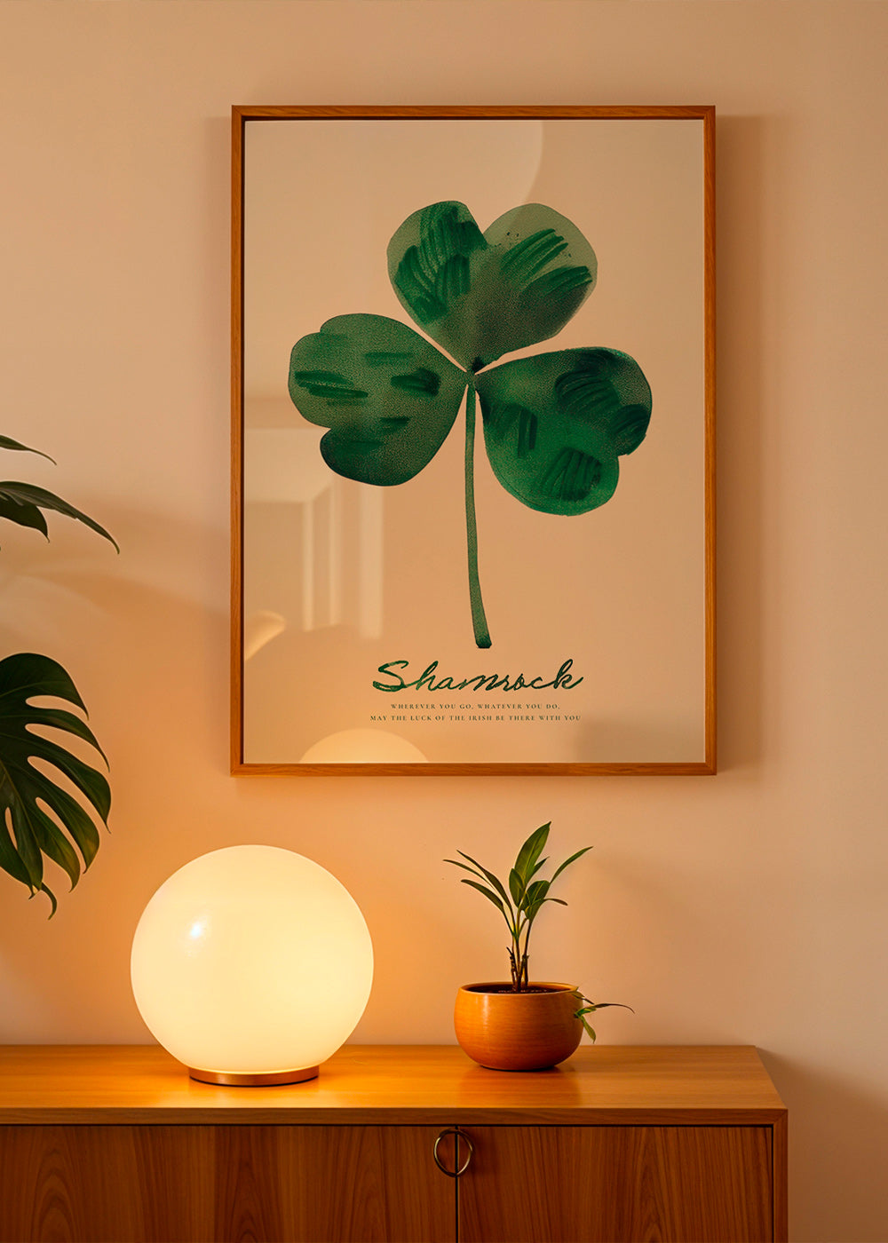 Botanisk poster Shamrock klöver akvarell