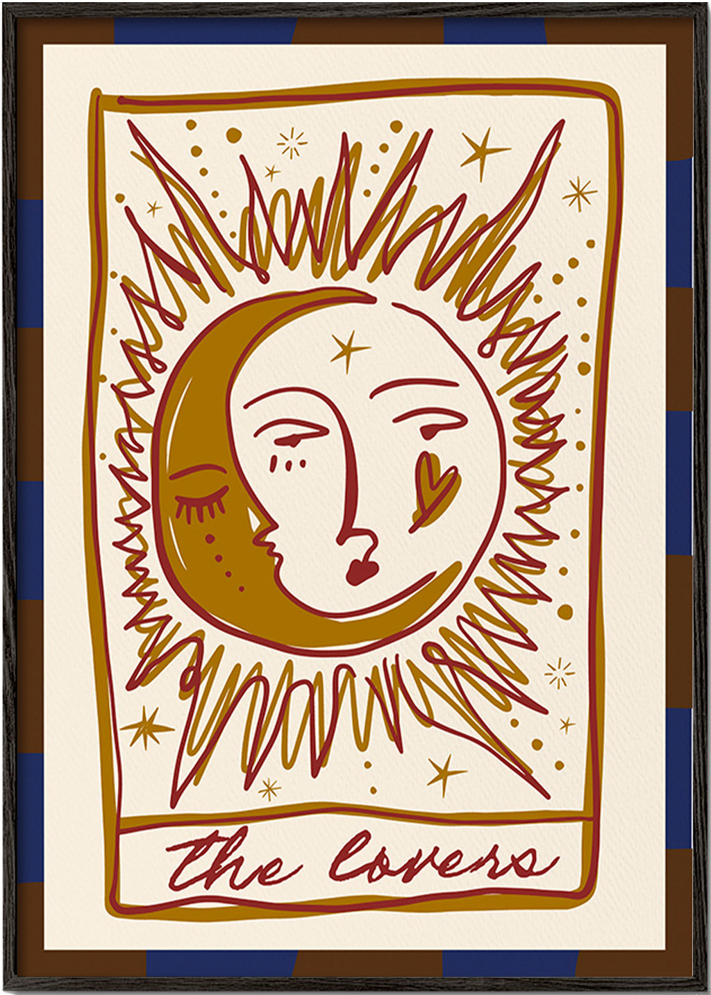 Tarotillustration 'The Lovers' sol och måne