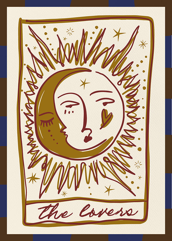 Tarotillustration 'The Lovers' sol och måne